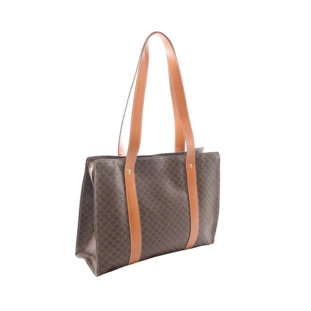 Celine Canvas Macadam Bag Brown Leather Tote Brown